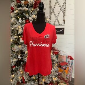NHL Carolina Hurricanes Women’s V-Neck Short Sleeve T-Shirt- Size L- BNWT